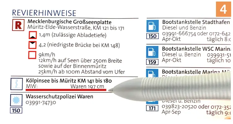 Pegelstand mit der Seekarte abgleichen