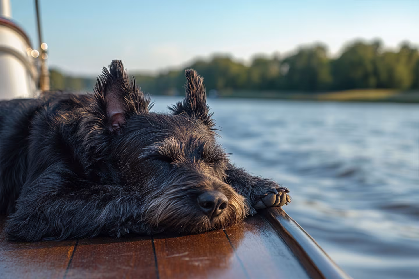 Familienurlaub mit Hund auf einem festliegenden Hausboot – Entspannung für die ganze Familie